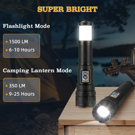 🔦 مصباح يدوي احترافي قابل للشحن USB