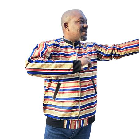 BOMBER JACKET AFRICAIN RAYURE TRICOLORE