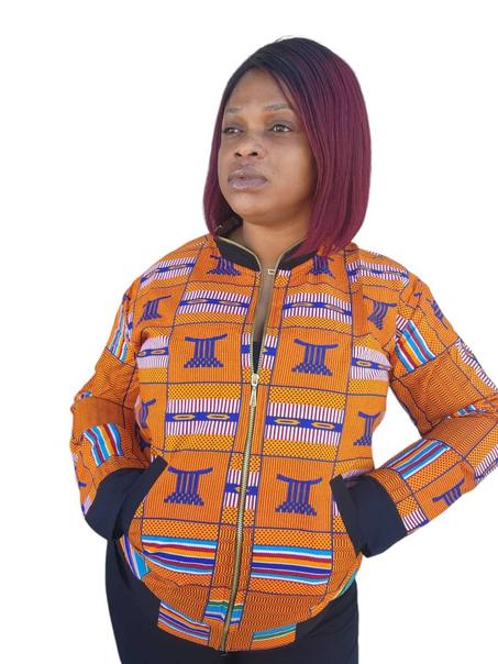 BOMBER JACKET AFRICAIN ADINGRA ORANGE