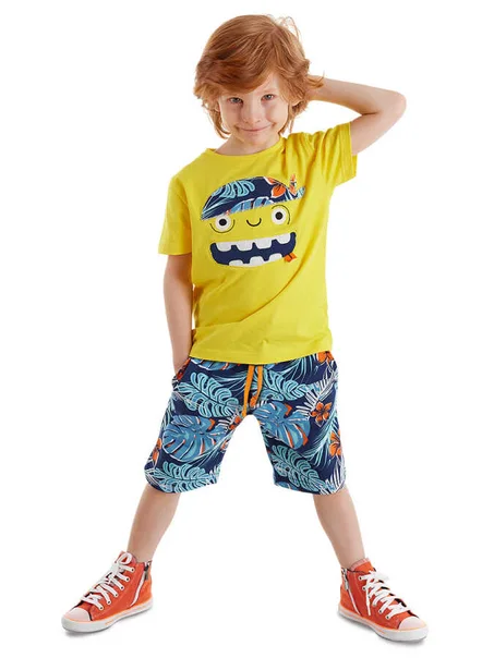 Boys' children's pajama set - 2 pieces "T-shirt + shorts" - yellow