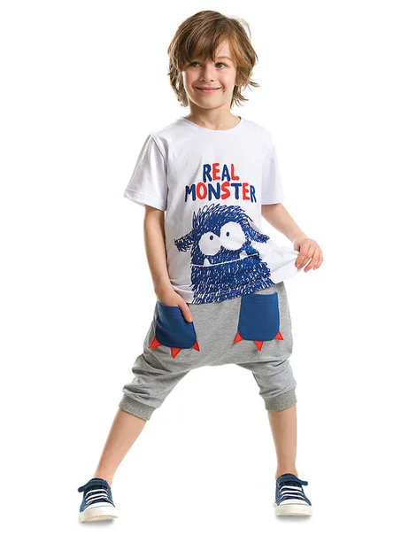 Boys' casual set - 2 pieces "T-shirt + pants" - grey