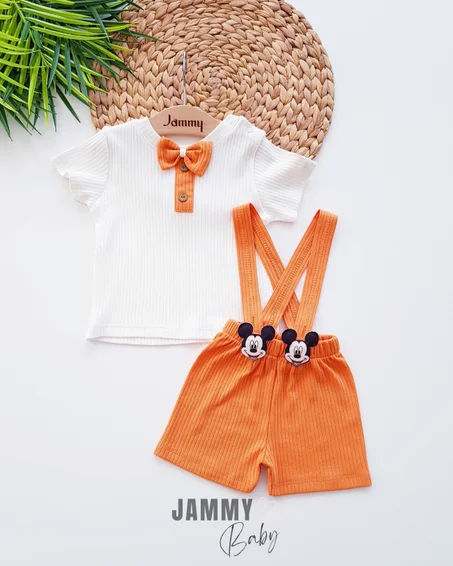 Mickey Kaşkorse Şort Salopet & Body Set