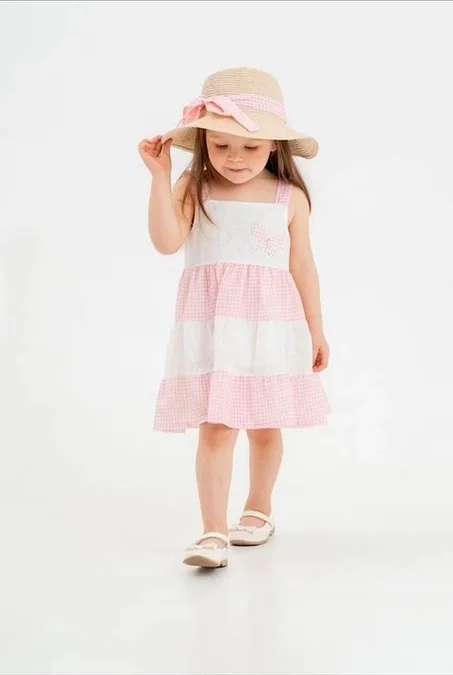 Girls' Dress - 2 Pieces (Dress + Hat)