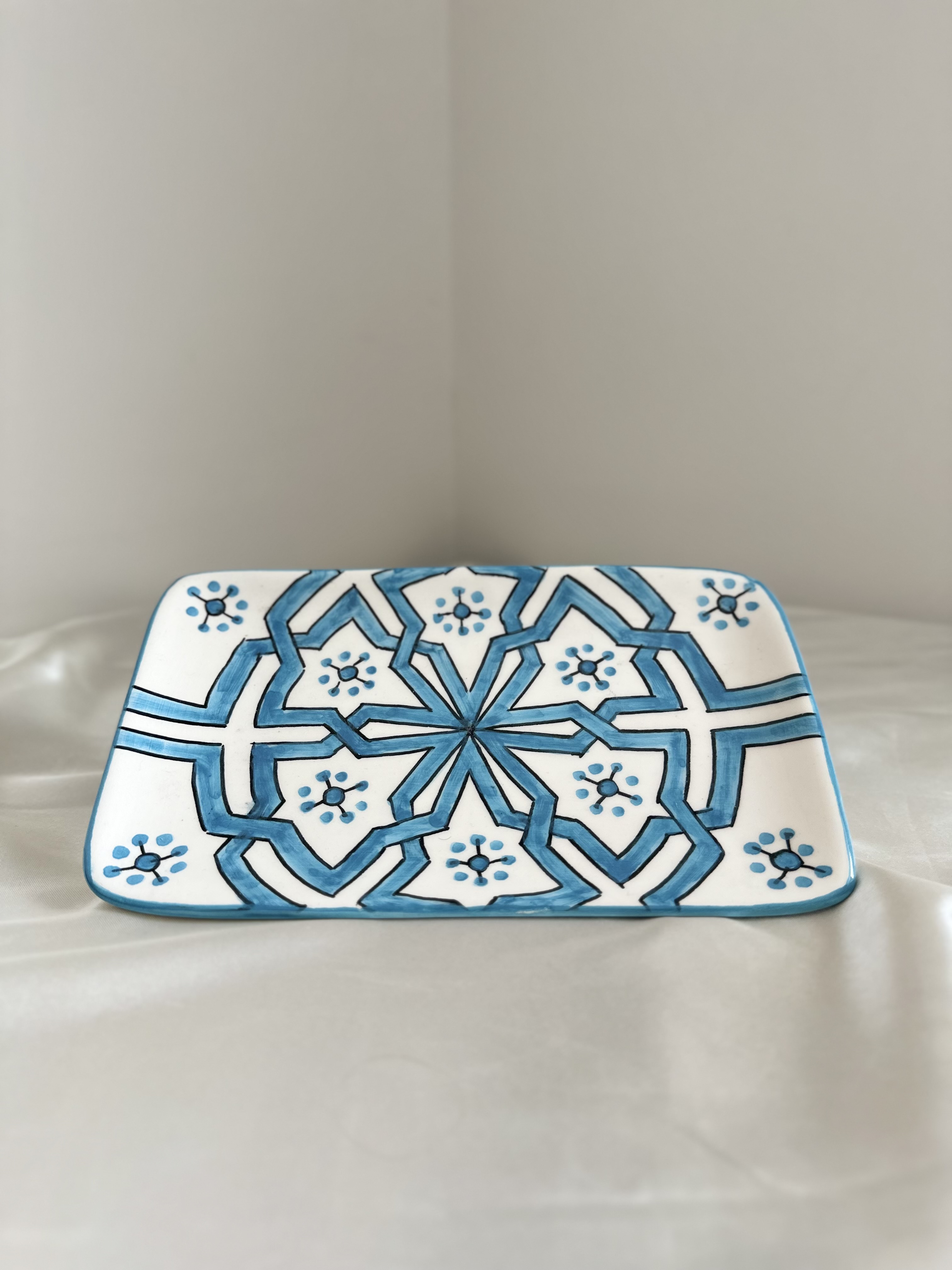 Assiette rectangulaire - Eclat Andalou en Bleu
