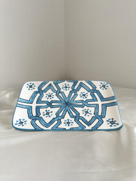 Assiette rectangulaire - Eclat Andalou en Bleu