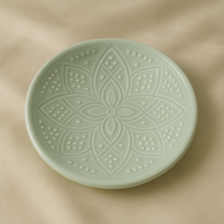 Petite Assiette - Vert Amande & Motifs en Relief