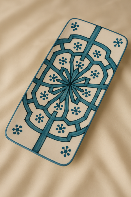 Assiette rectangulaire - Eclat Andalou en Bleu