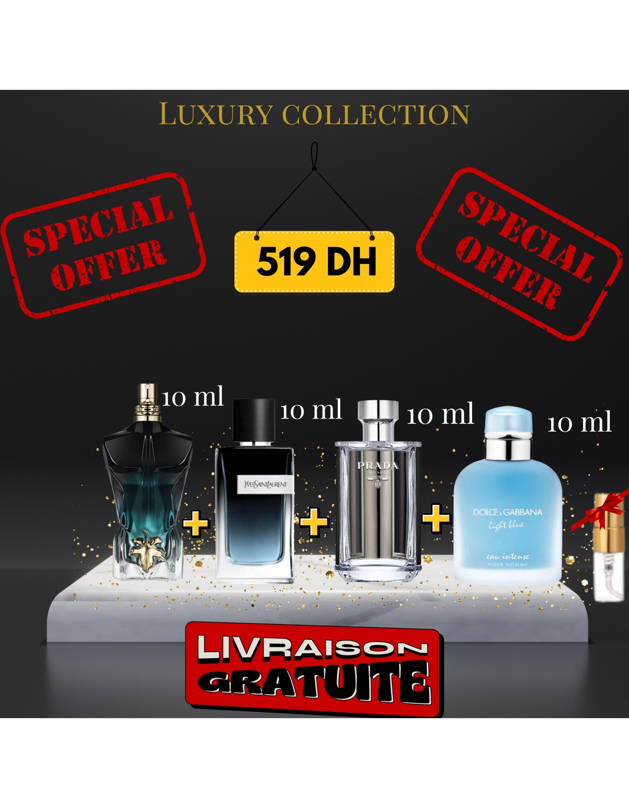 Pack Le beau le parfum + Y eau de parfum + Prada l'homme + Light blue intense + (3 ml GRATUIT)