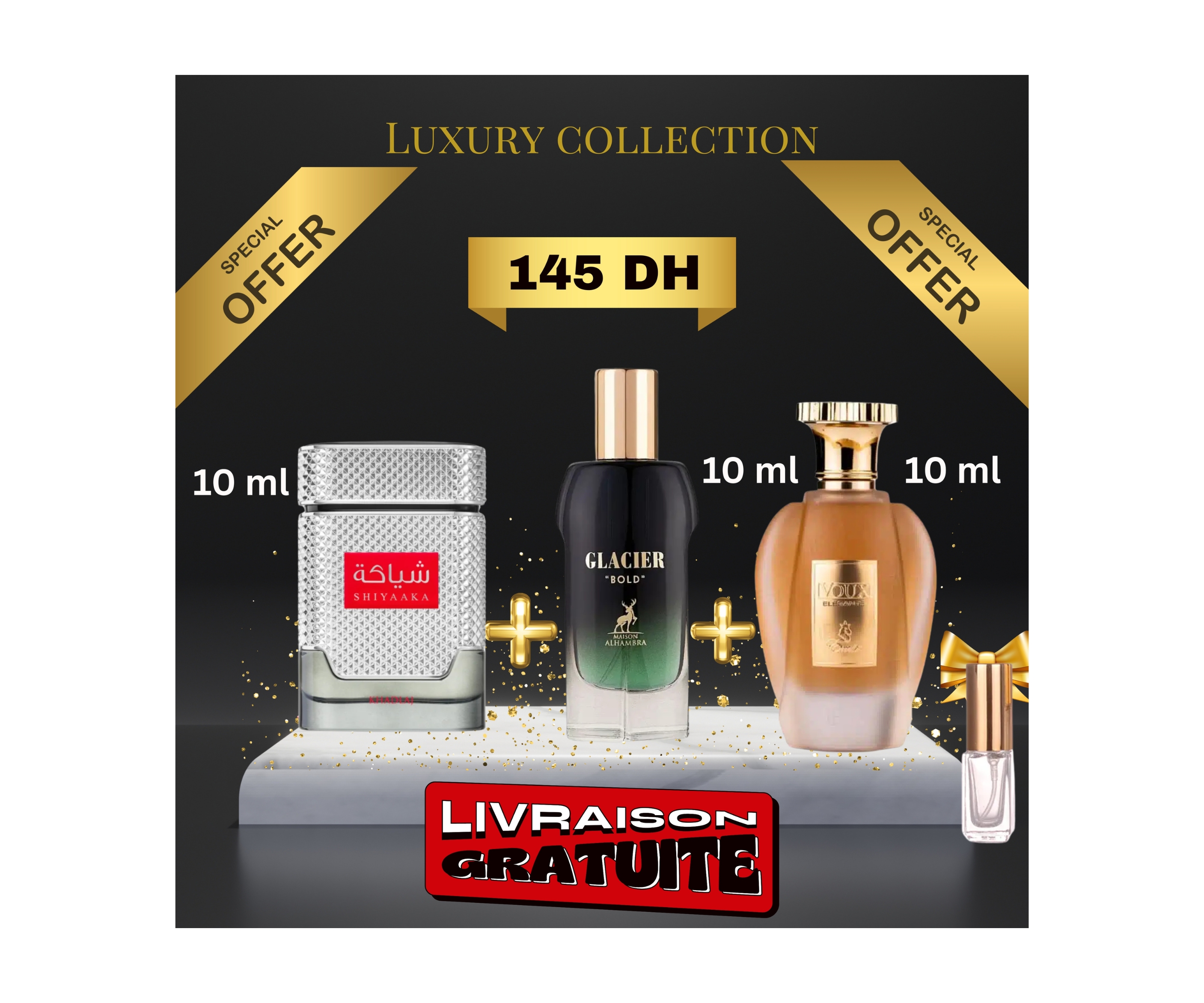 Shiyaaka red + Glacier bold + Voux elegante +(3 ml GRATUIT )