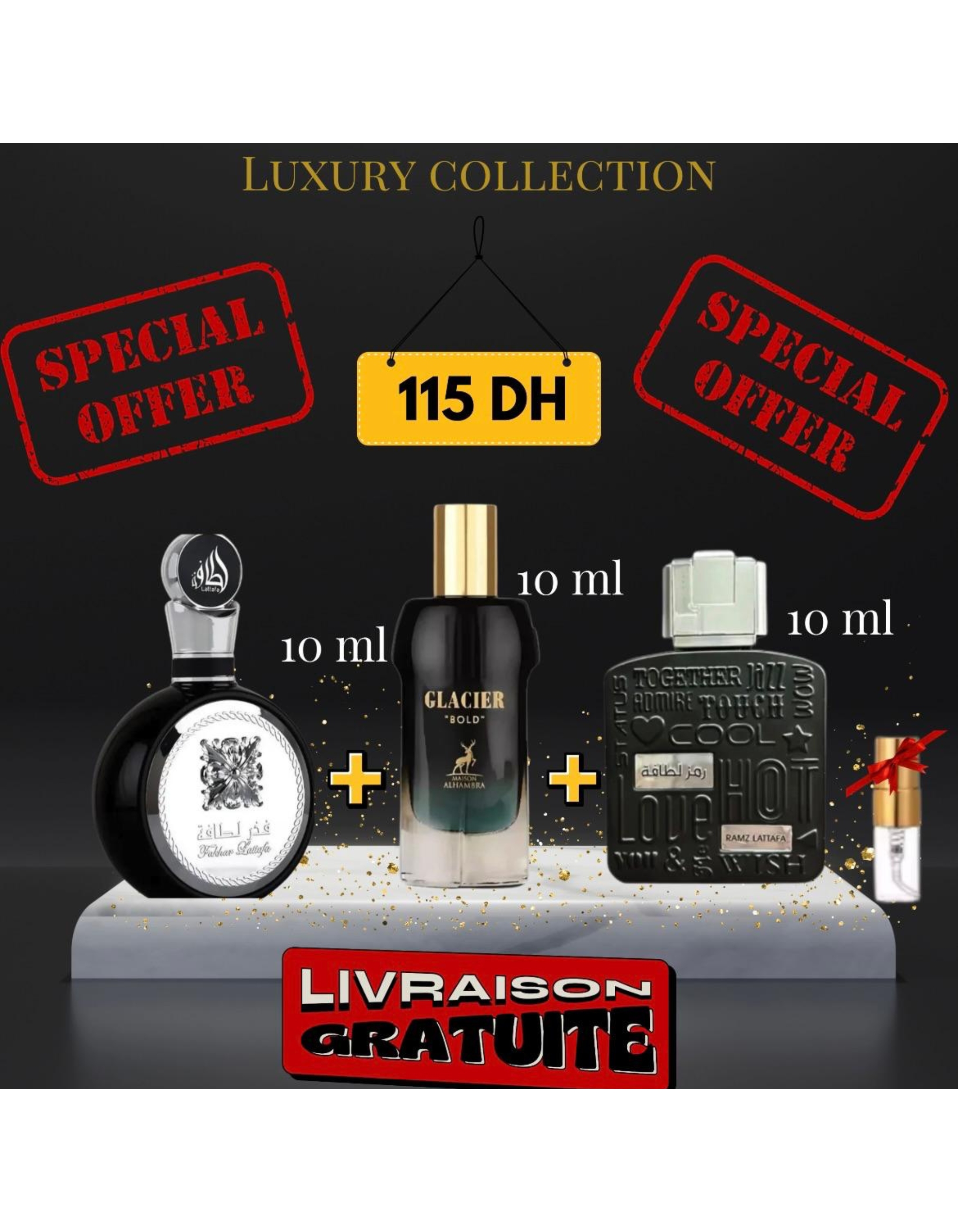 pack Fakhar silver + Glacier bold + Ramz silver + (3 ml GRATUIT)