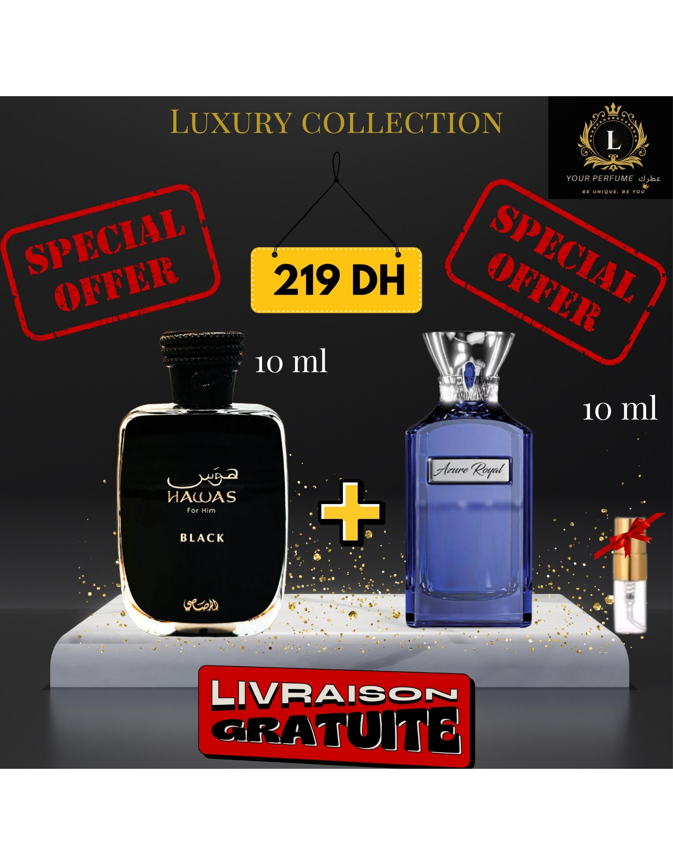 Pack hawas black + Azure Royal + (3 ml GRATUIT)