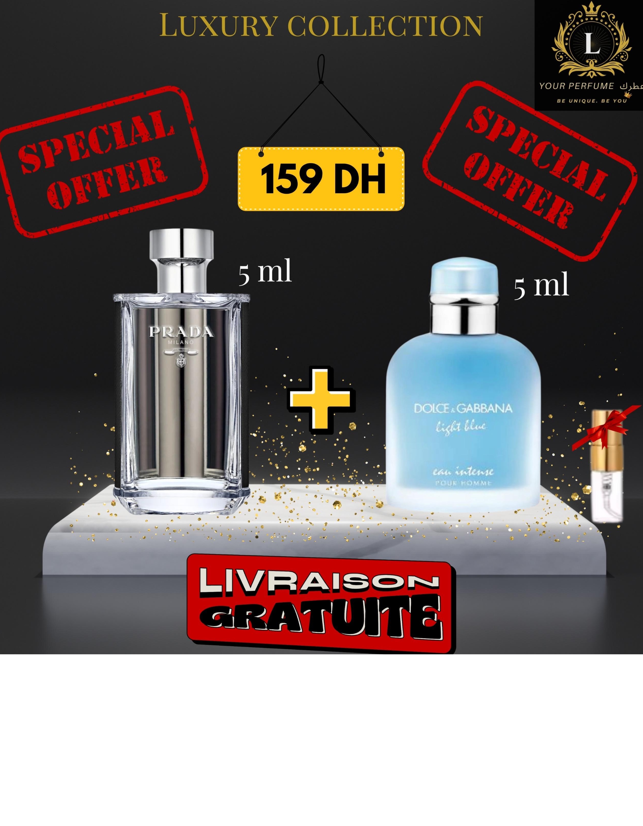 Pack  Prada L'homme + Light blue intense + (3 ml GRATUIT)