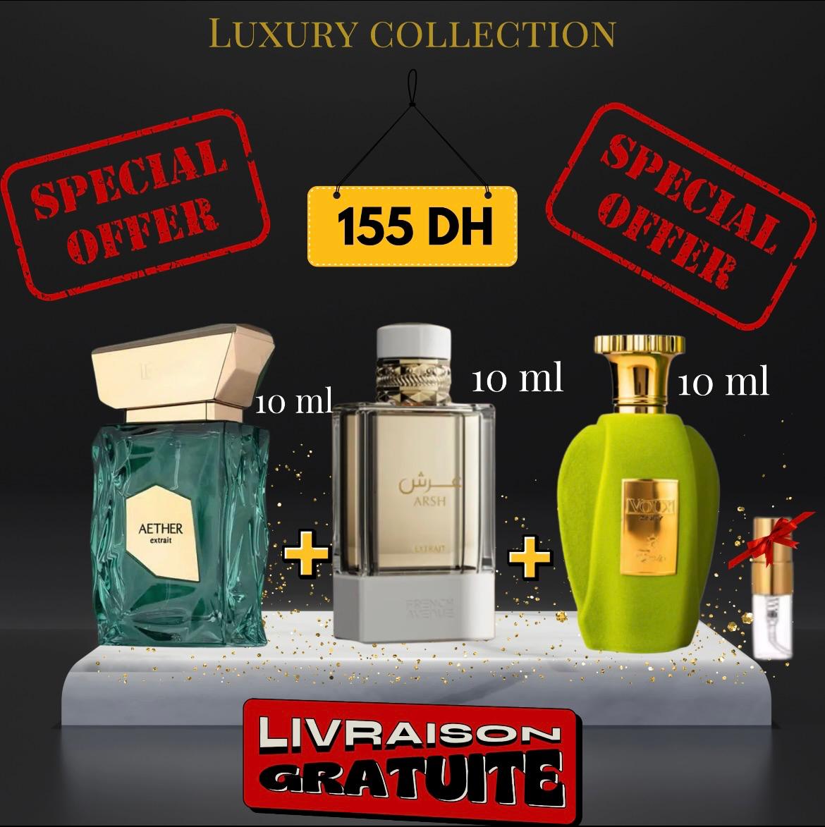 pack Aether extrait + Arsh extrait + Voux zingy + (3 ml GRATUIT)