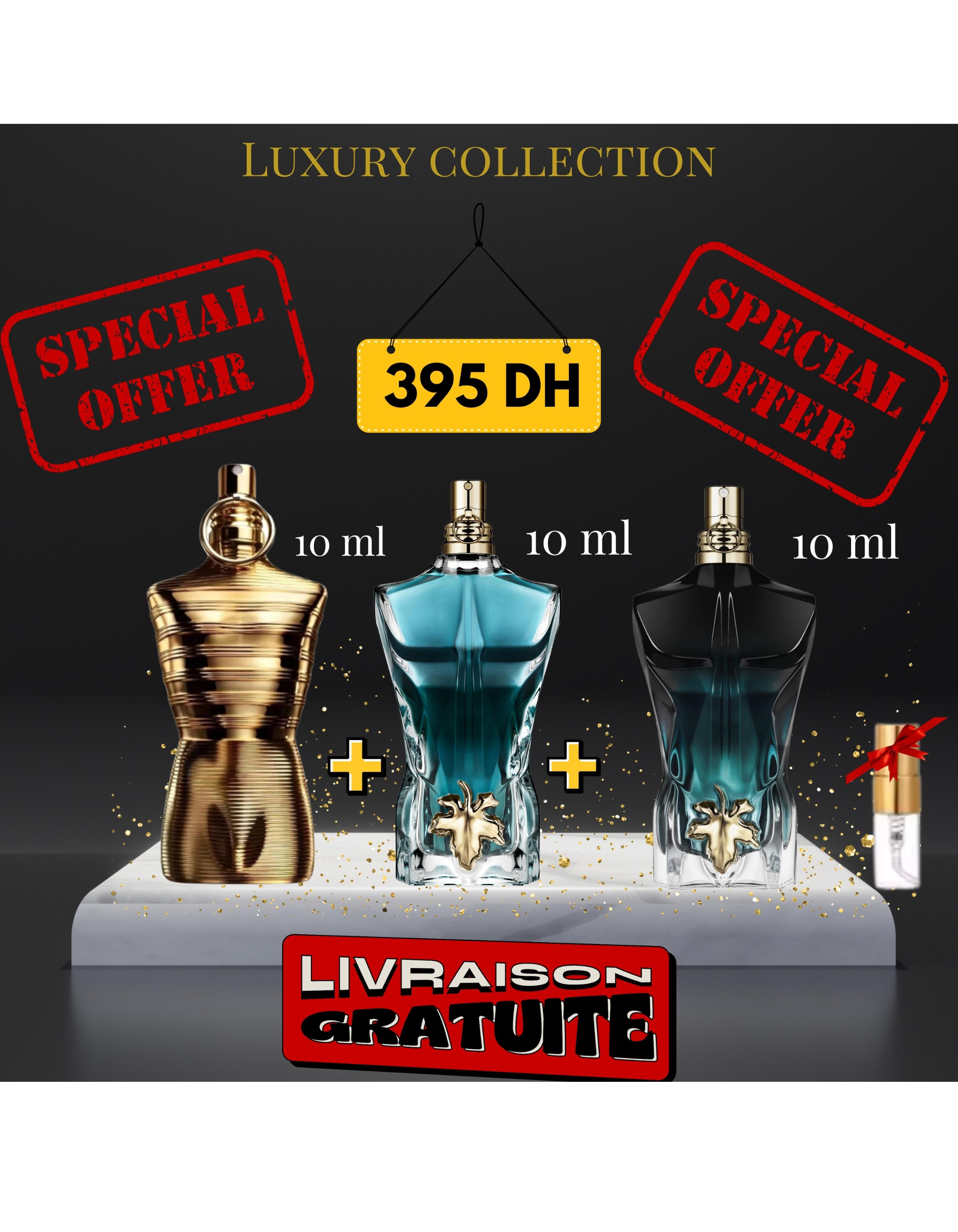 Pack Le male elixir absolu + Le beau le parfum + le beau eau de toilette + (3 ml GRATUIT)