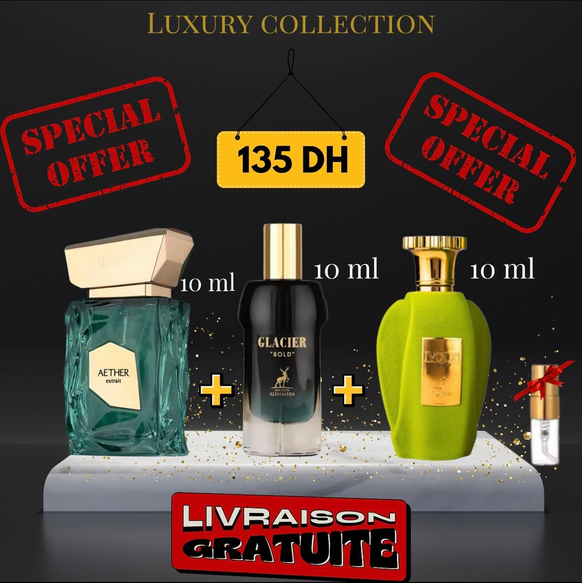 pack Aether extrait + Glacier bold + Voux zingy + (3 ml GRATUIT)