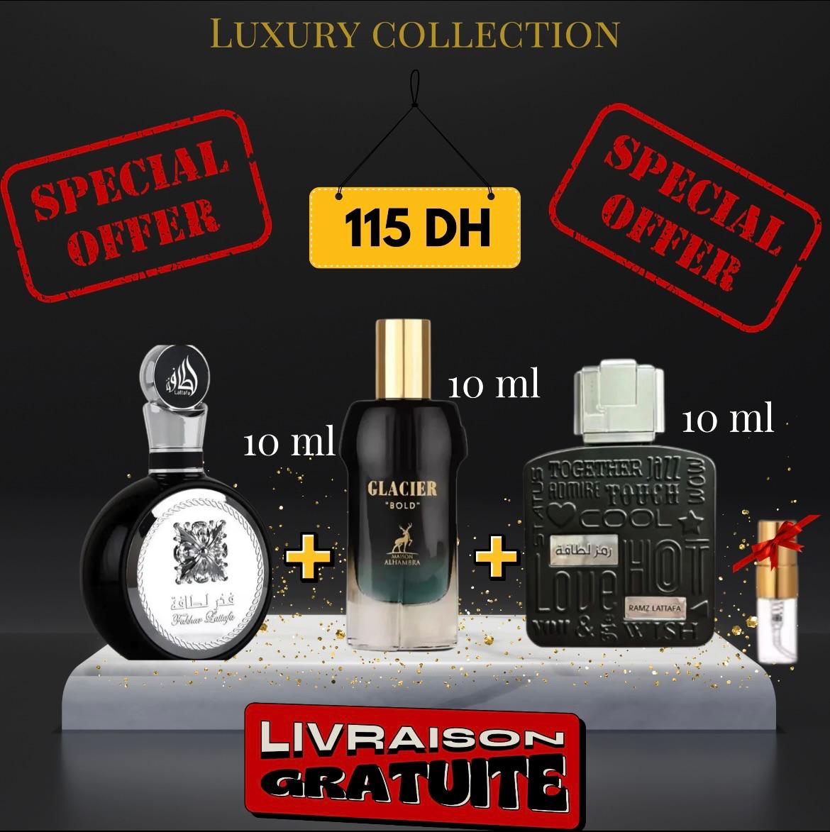 pack Fakhar silver + Glacier bold + Ramz silver + (3 ml GRATUIT)