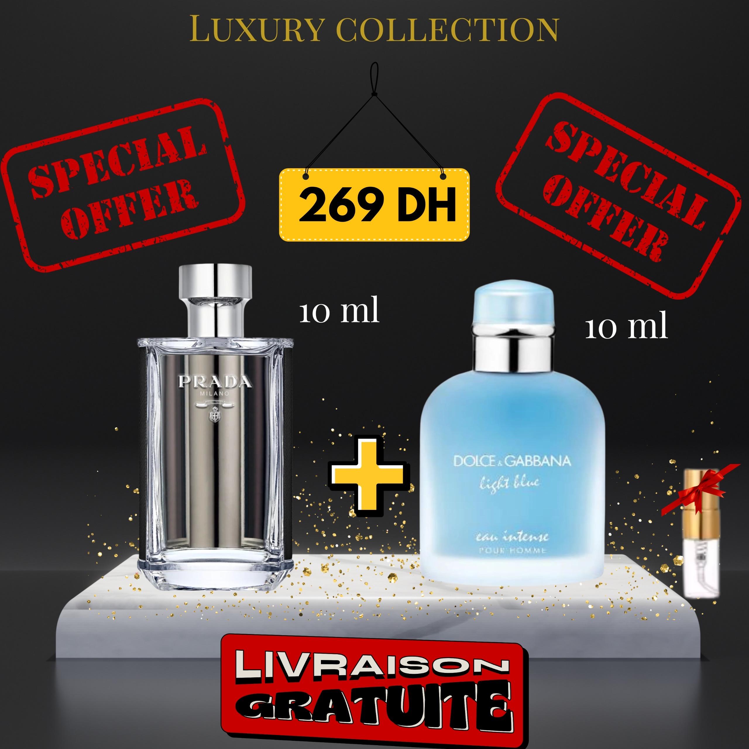 Pack  Prada l'homme + Light blue intense + (3 ml GRATUIT)
