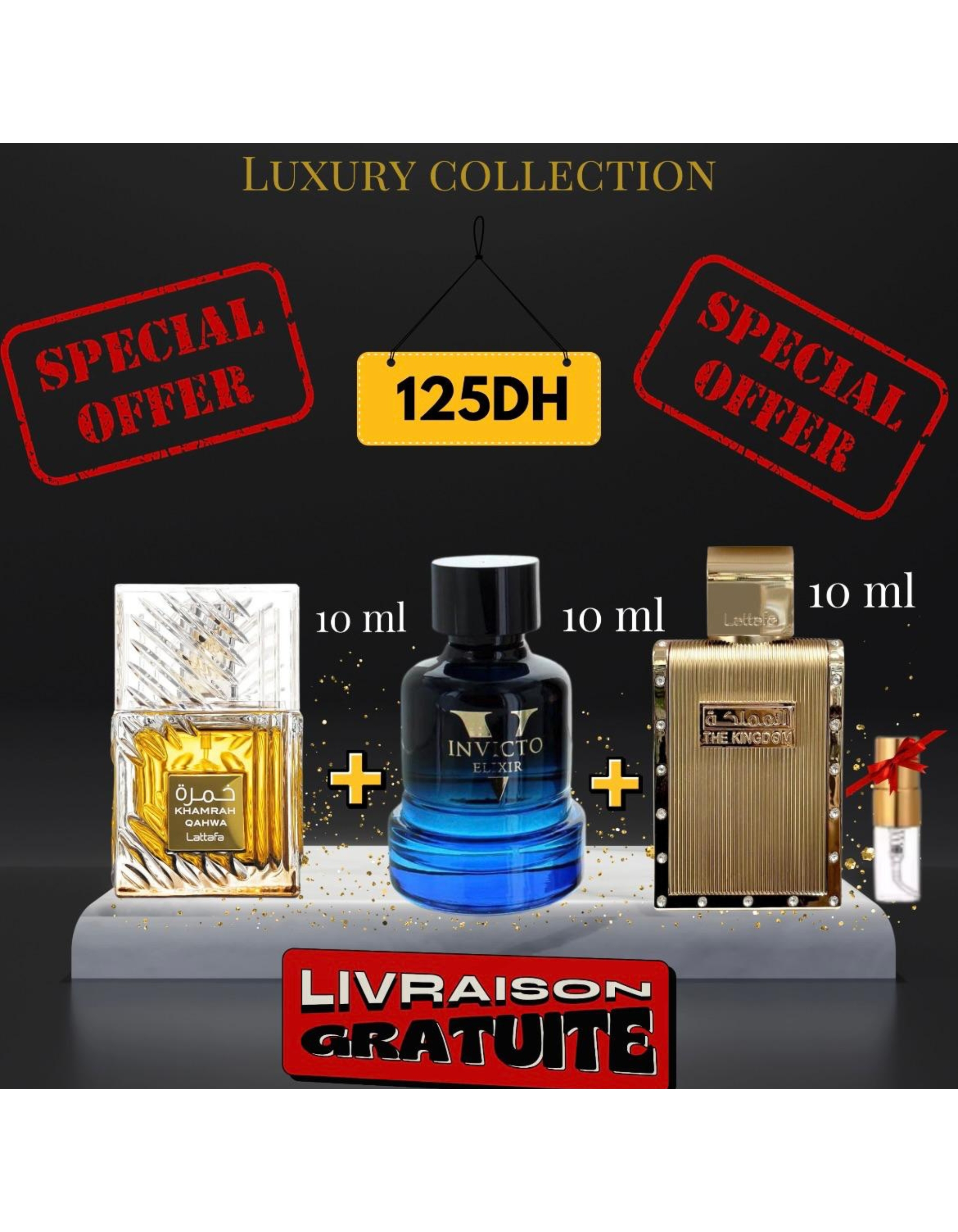 pack Khamrah Qahwa + Invicto elixir + Kingdom + (3 ml GRATUIT)