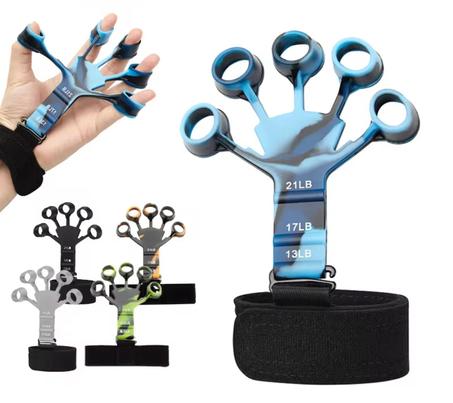 إصبع القابض أداة تمرين الأصابع الغيتار أداة تمرين الأصابع 6 مستويات مقاومة الانتعاش أدوات جسدية مقوي اليد للمريض