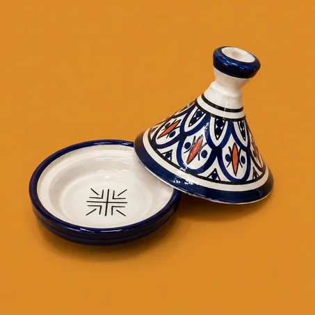 Vase marocain artisanal en argile blanche (Motif Eclat de Regard)