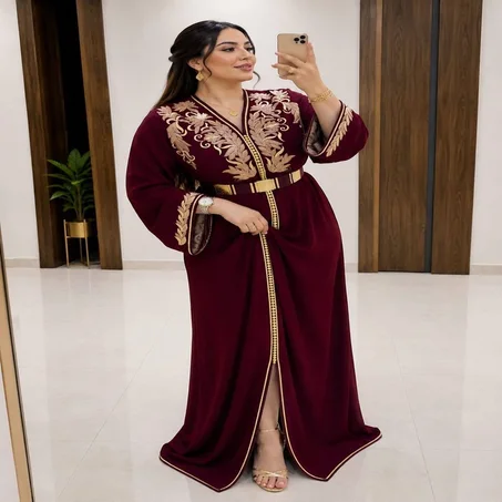 👑 قفطان مغربي فاخر بالطرزة الرباطية