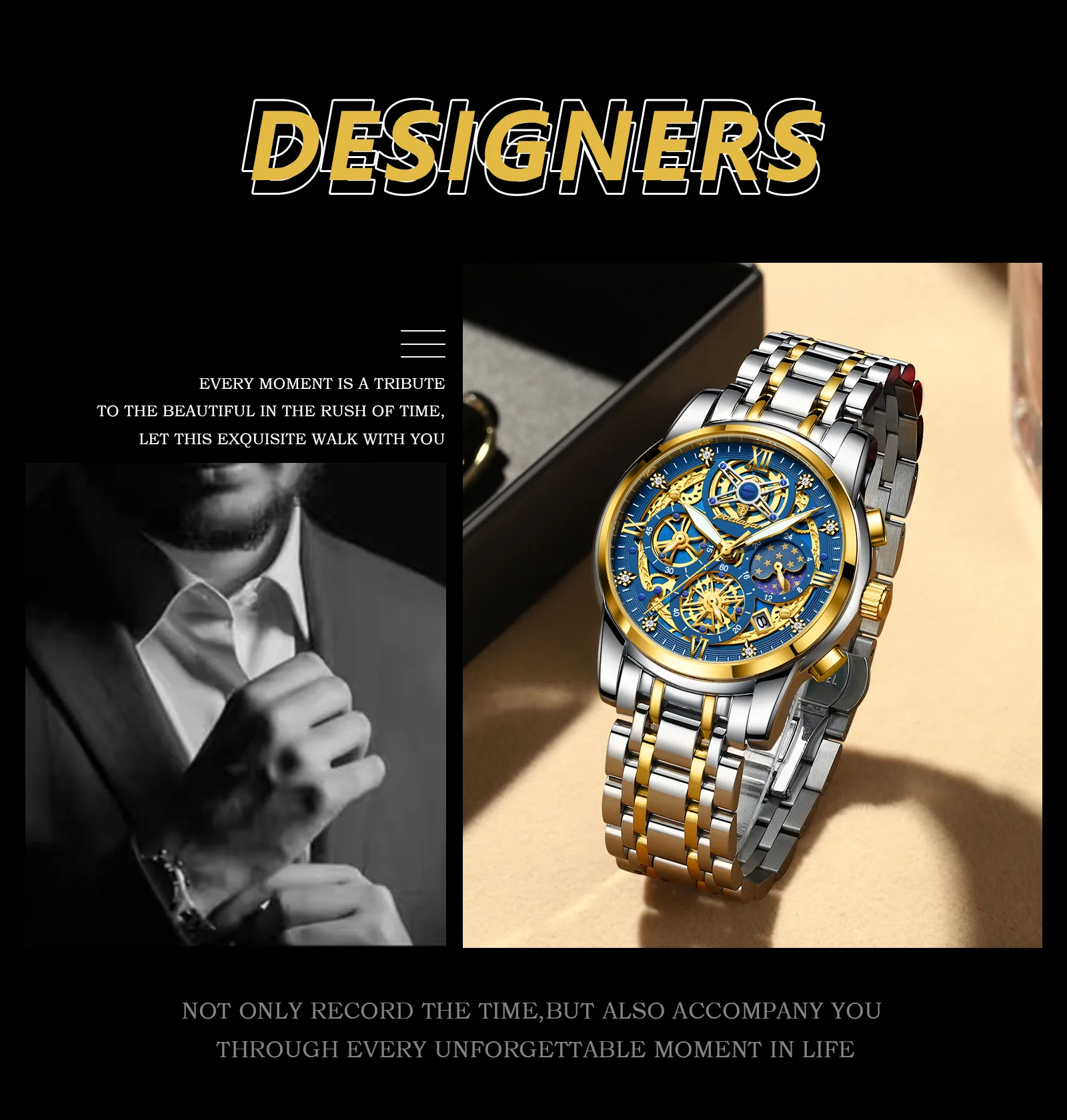 POEDAGAR Original luxe homme montre Date lumineux étanche en