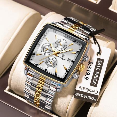 POEDAGAR-Montre-bracelet de sport carrée de luxe pour homme, chronographe  étanche, montres à quartz pour homme, acier inoxydableساعة يد   فاخرة للرجال