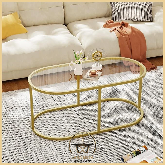 Table basse en verre doré pour salon