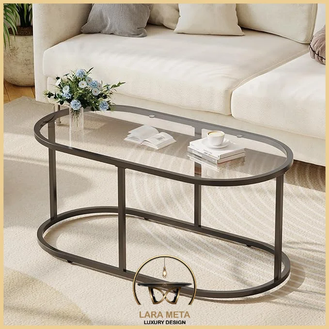 Table basse en verre doré pour salon