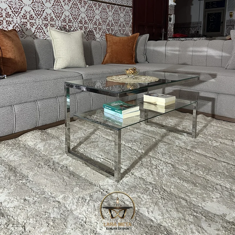 Table Basse en Inox Original & Verre – Élégance Moderne