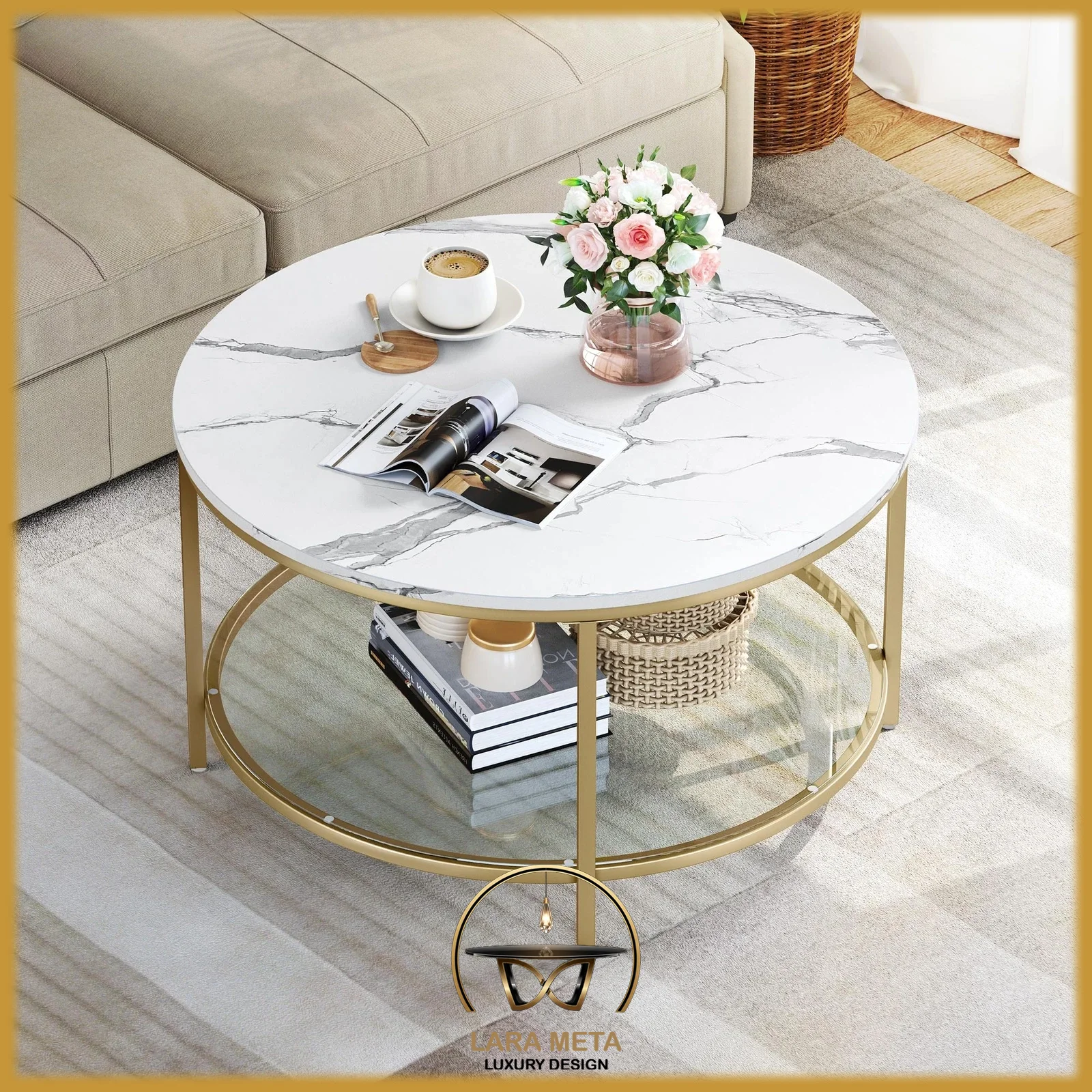 Table Basse Royale en MDF  conseil  et Métal Doré