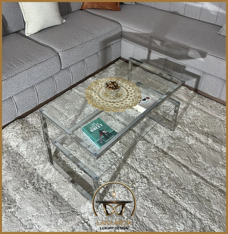 Table Basse en Inox Original & Verre – Élégance Moderne