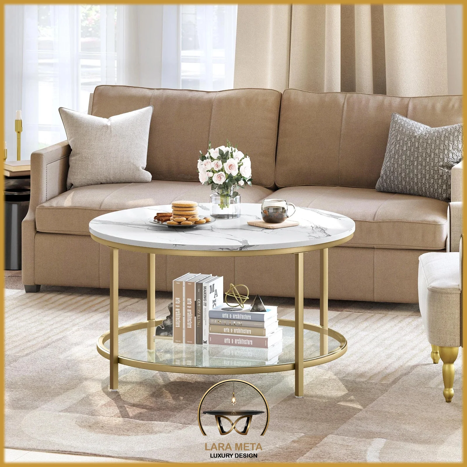 Table Basse Royale en MDF  conseil  et Métal Doré