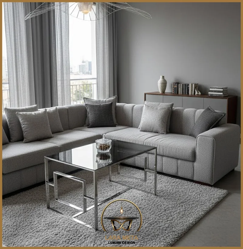 Table Basse en Inox Original & Verre Fumé – Design Moderne