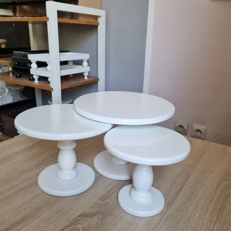 Set de 3 Supports à Gâteaux Blancs