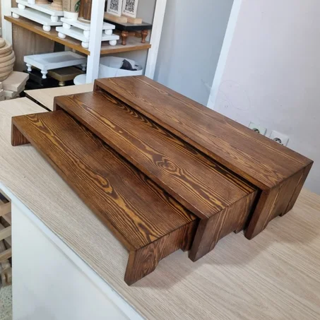 kit de 3 plateaux de service surélevés en bois