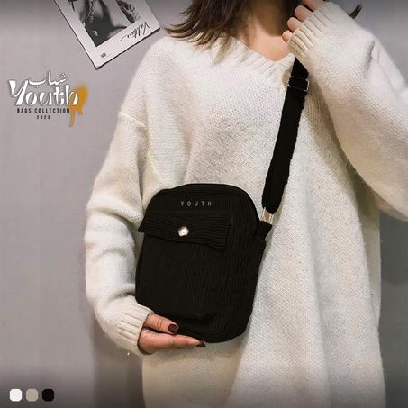 Corduroy Shoulder bag -  Crossbody Handbag BLACK