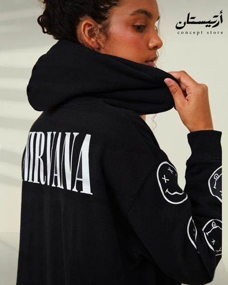 Oversized Nirvana Hoodie - Black