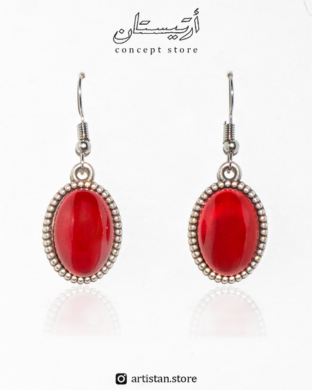 Traditional Moonstone Earrings Overlay - RED