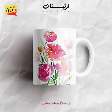 FLORAL MUG PINK – 11 oz Ceramic Coffee or Tea Mug