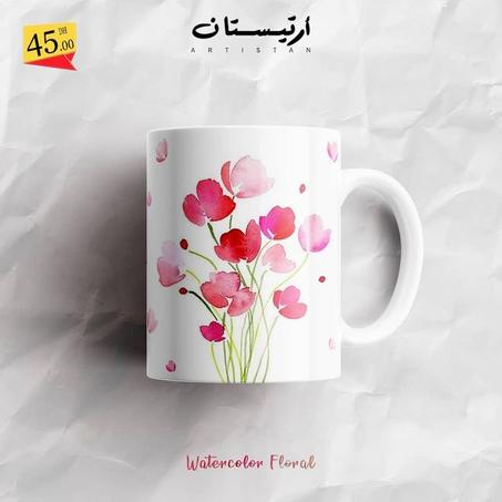 FLORAL MUG PINK II – 11 oz Ceramic Coffee or Tea Mug