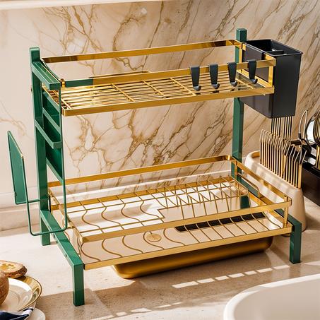 Égouttoir à Vaisselle 2 Niveaux Gold pour Comptoir de Cuisine AC-031-2
