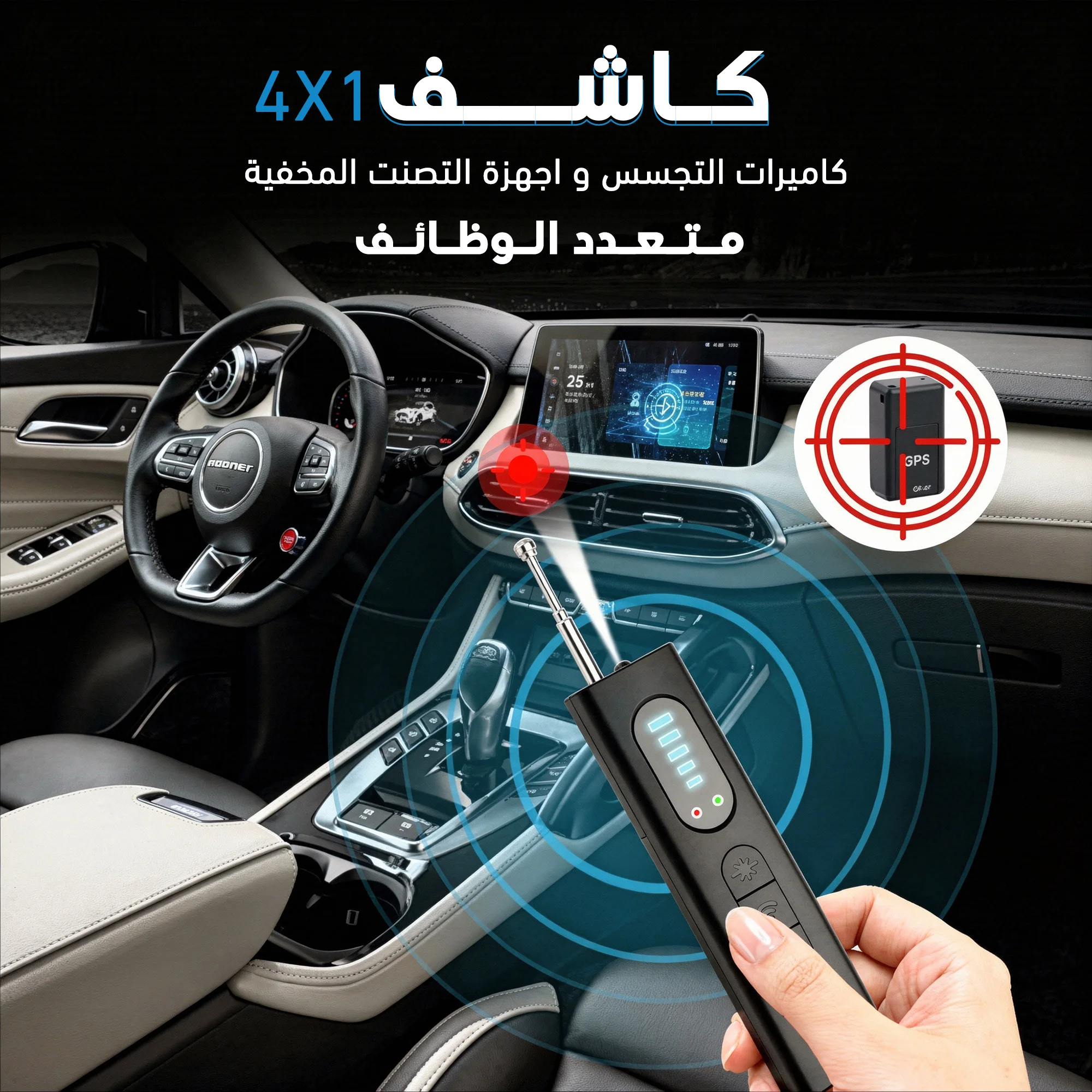 كاشف كاميرات التجسس و اجهزة التصنت المخفية متعدد الوظائف 4 في 1