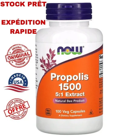 NOW Foods, Propolis 1500, 100 capsules végétariennes