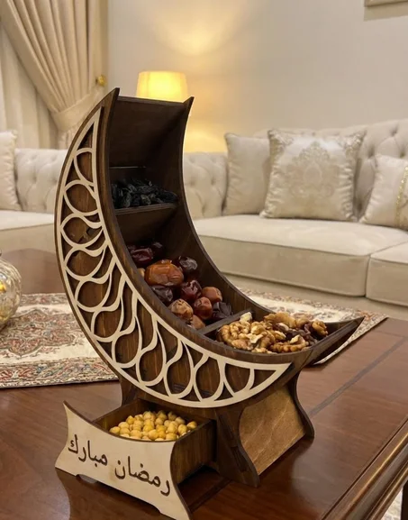 حامل هلالي رمضاني رفوف التمر والمكسرات