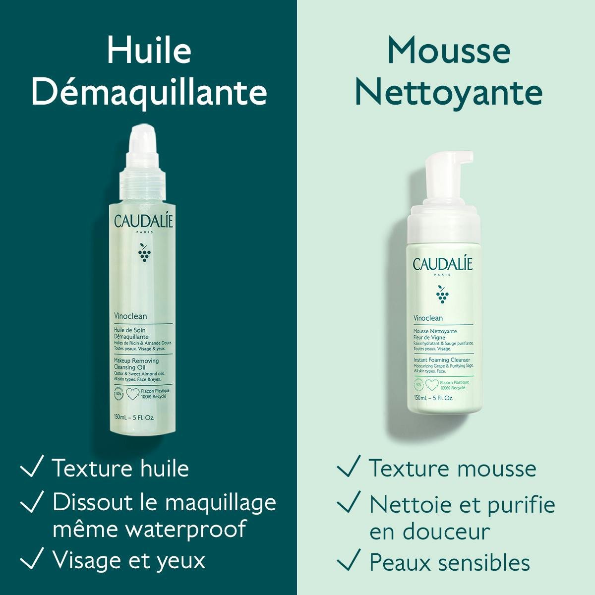 Vinoclean Mousse Nettoyante Visage Fleur de Vigne - 150ml