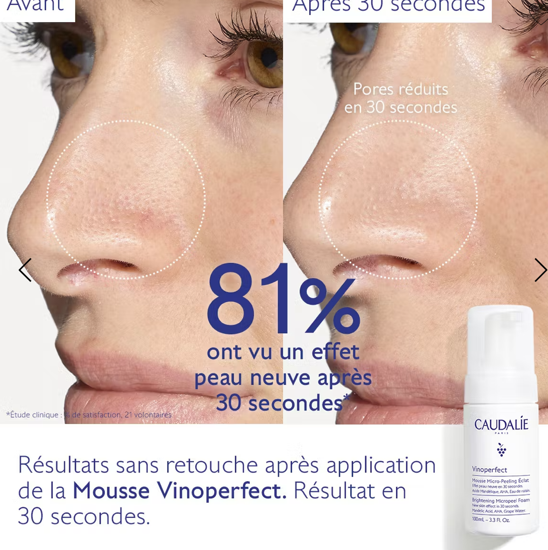 Vinoperfect Mousse Micro-Peeling Éclat à l'Acide Mandélique (AHA) - 50mL
