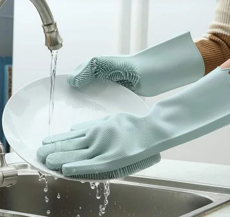 قفازات السيليكون لتنظيف الأواني والمطبخ