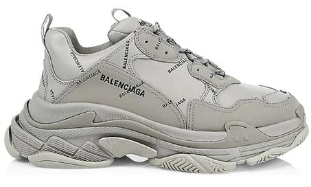 BALENCIAGA Allover Logo Triple S Sneakers In Grey Black