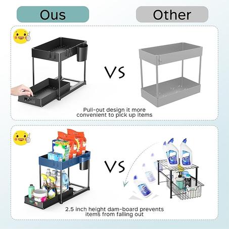 🪣🧴منظّمات وتخزين تحت الحوض، عبوتان (2 قطعة)